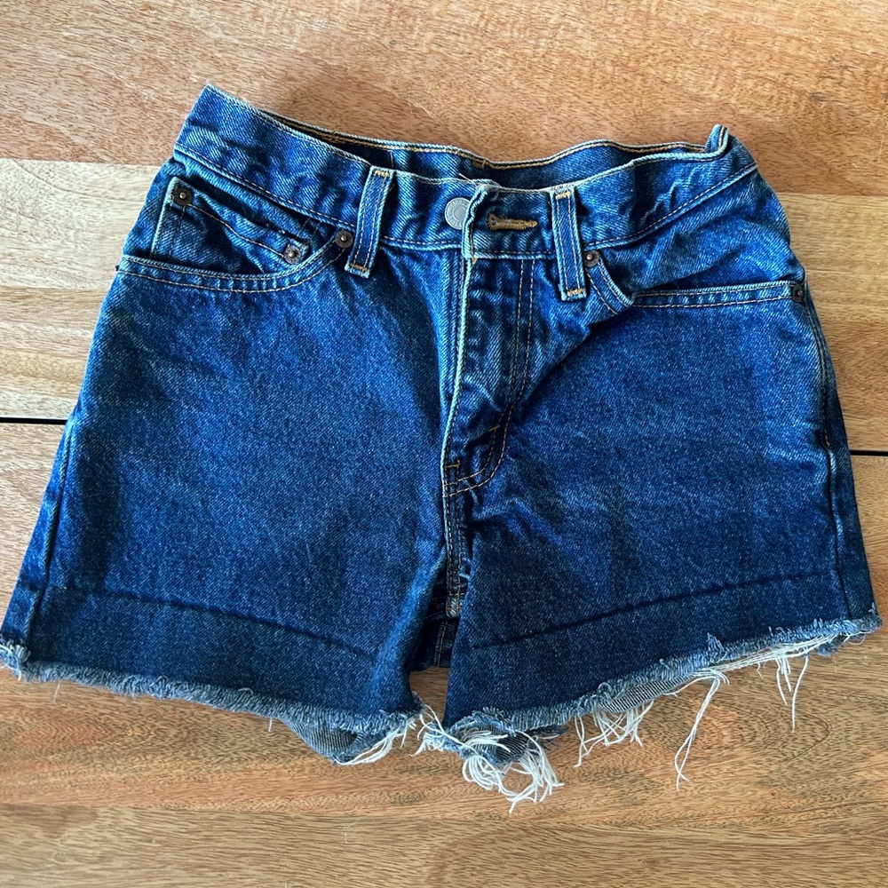 Vintage Levi's Blue Jean Shorts with Frayed Hem